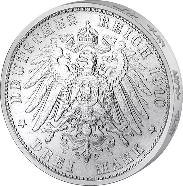3 Mark Hessen Großherzog Ernst Ludwig 1910 sehr schön bis vorzüglich 3 Mark Hessen Großherzog Ernst Ludwig 1910 sehr schön bis vorzüglich