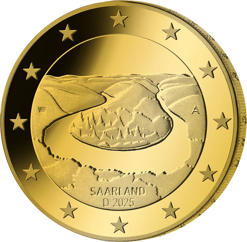 2-Euro-Gedenkmünze BRD Saarland - Saarschleife 2025 als vollvergoldete Premiumausgabe