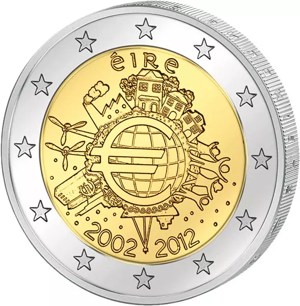 2 Euro Irland 10 Jahre Euro Gemeinschaftsausgabe aller Länder 2012 prägefrisch