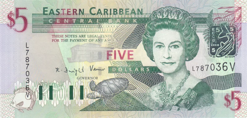 5 Dollars St. Vincent & Grenadinen Banknote Queen 2003