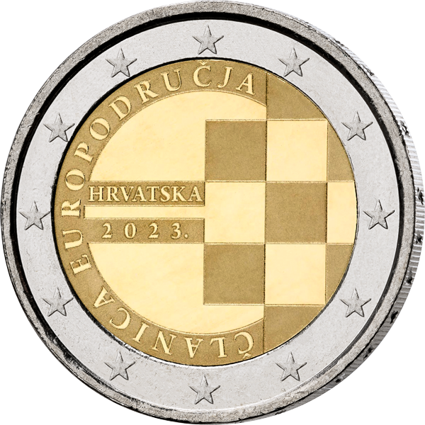 2 Euro Kroatien Einführung des Euro als offizielle Währung 2023 Vorderseite 2 Euro Kroatien Einführung des Euro als offizielle Währung 2023