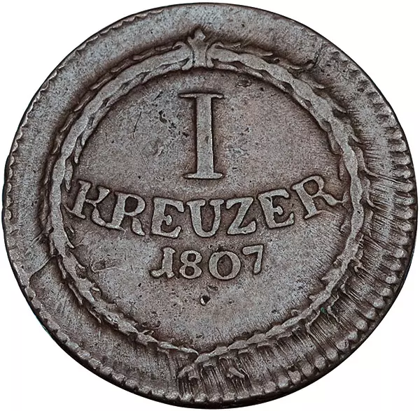 1 Kreuzer Baden Kurfürst Karl Friedrich 1807-1808