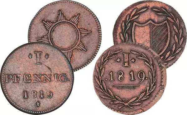 2 (Juden-) Pfennige Freie Reichsstadt Frankfurt 1819