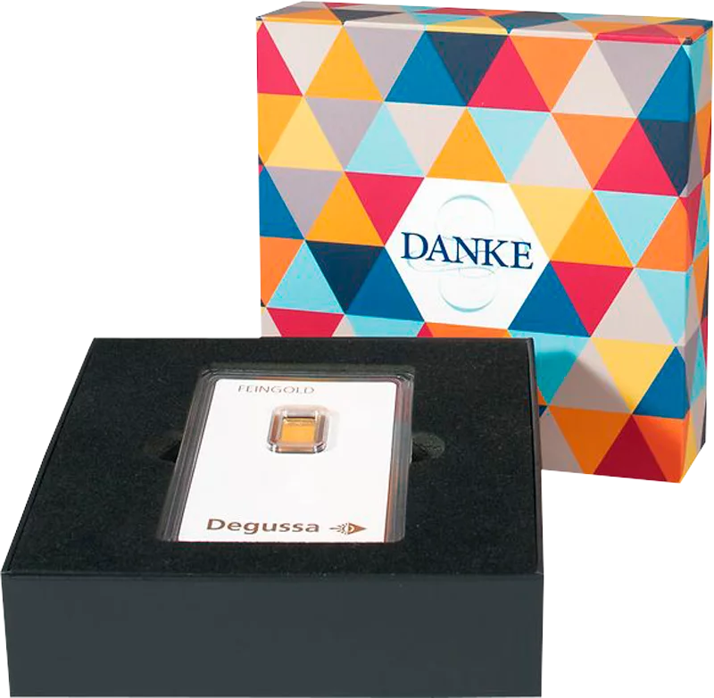 Geschenkschachtel Danke - für Goldbarren und Münzen in Coin Cards