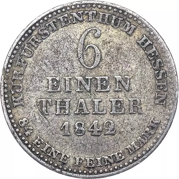 1/6 Taler Hessen-Kassel Kurfürst Wilhelm II. und Friedrich Wilhelm 1833-1846