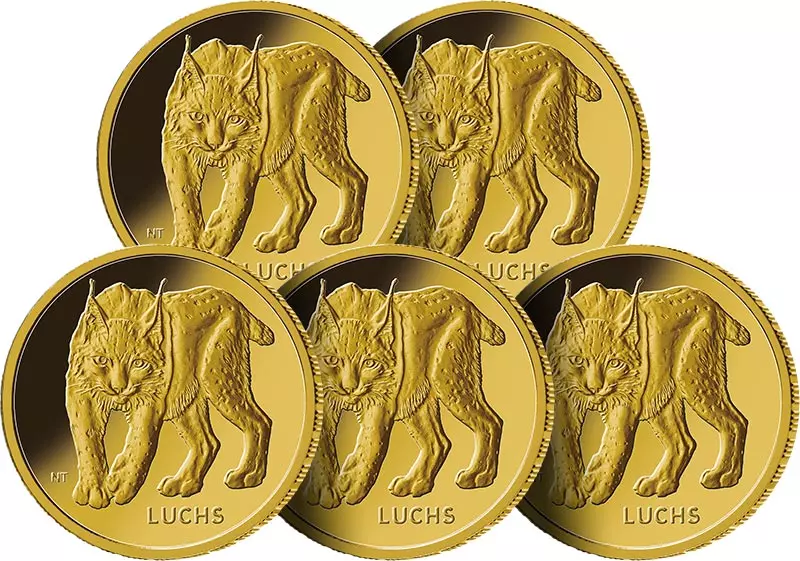 5 x 20 Euro BRD Rückkehr der Wildtiere - Luchs 2025 Stempelglanz (A-J)