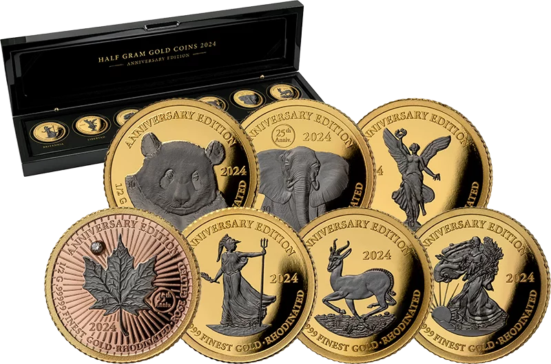 7 x 1.000 Francs Gabun Half Gram Gold Coins 2024