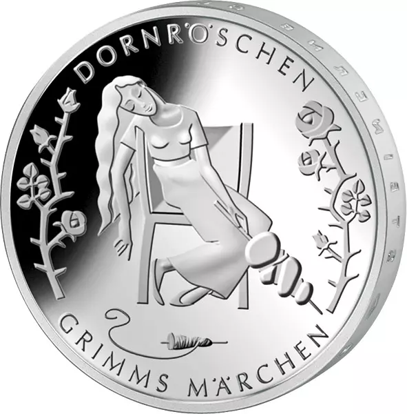 10 Euro Gedenkmünze BRD Grimms Märchen Dornröschen 2015 Stempelglanz
