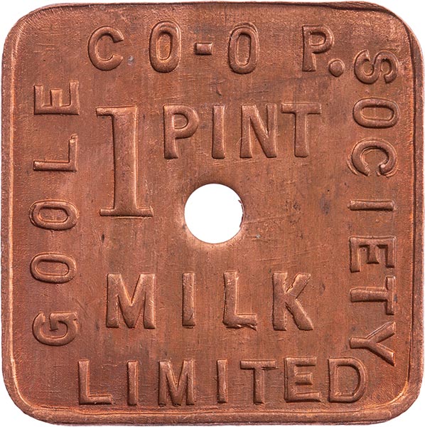 Ein englischer Token als Notgeld im Wert von 1 Pint Milch