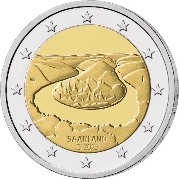 5 x Euro-Kursmünzensatz BRD 2025 (A-J) in Blistern inkl. 2 Euro Saarschleife Polierte Platte