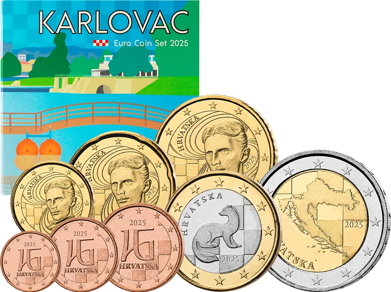 Euro-Kursmünzensatz Kroatien Karlovac - Stadt der vier Flüsse 2025