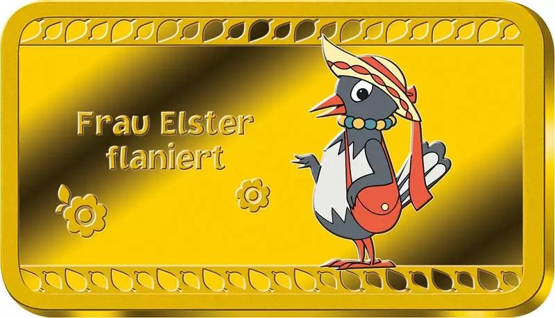 1/100 Unze Goldbarren Unser Sandmännchen - Frau Elster flaniert 2023