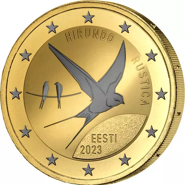 2 Euro Estland Nationalvogel Rauchschwalbe 2023 Golden Enigma Reverse Edition