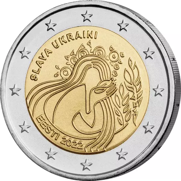 2 Euro Estland Ukraine und Frieden - Slava Ukraini 2022
