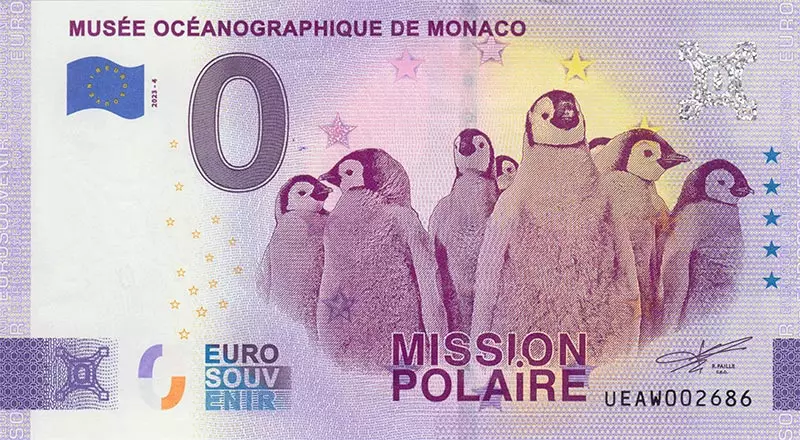 0-Euro-Banknote Monaco Ozeanographisches Museum - Mission Polaire 2023