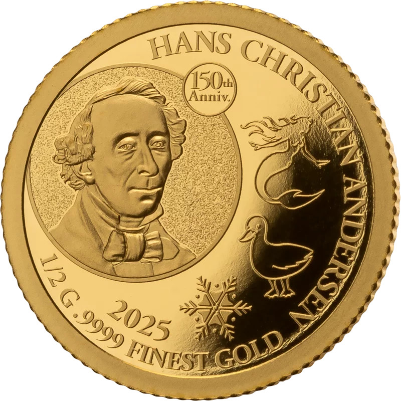 25 Dollars Liberia 150. Todestag Hans Christian Andersen 2025 Gold Coin Card