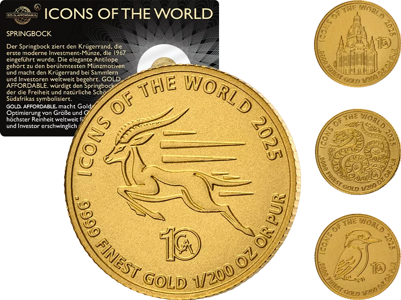 Goldmünzen-Flatrate: GOLD. AFFORDABLE. Icons of the World