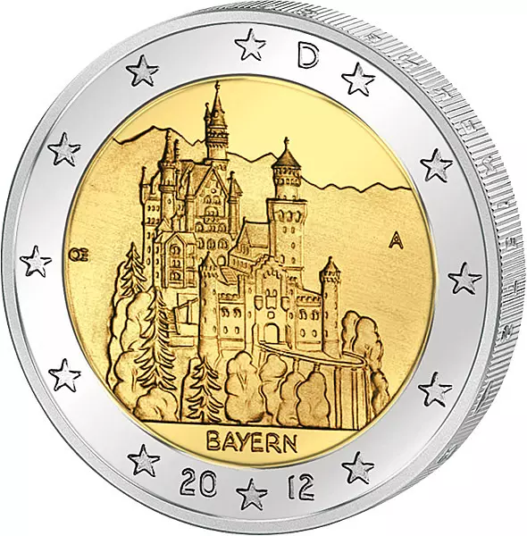 2 Euro BRD Bayern Schloss Neuschwanstein 2012 prägefrisch