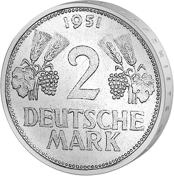 2 DM BRD Ähren und Trauben 1951 D sehr schön
