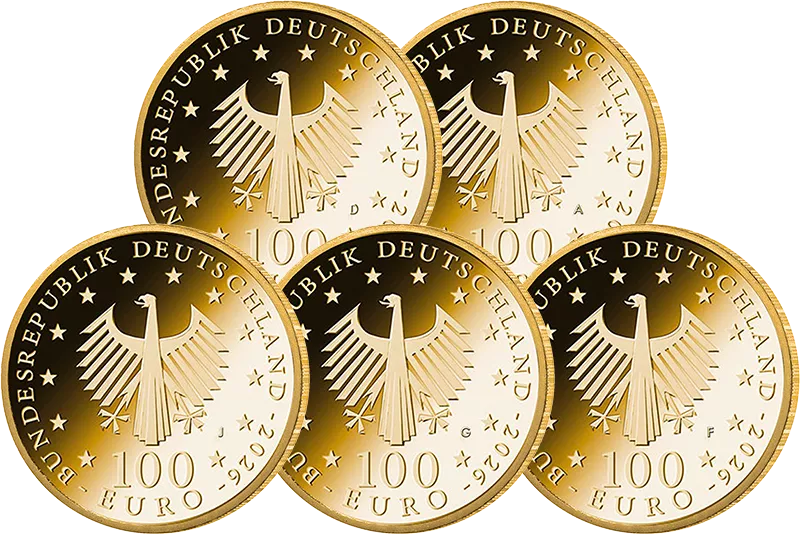 5 x 100 Euro BRD Die Judenbuche - Droste-Hülshoff 2026 Stempelglanz (A-J)