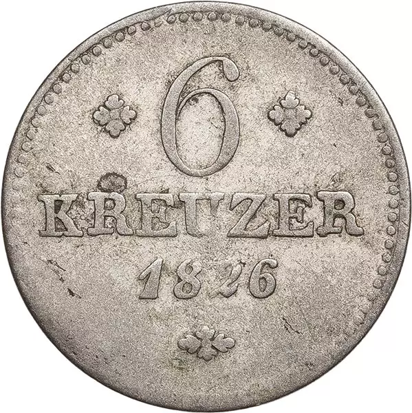 6 Kreuzer Hessen-Kassel Kurfürst Wilhelm II. 1826 - 1834