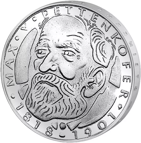 5 DM Münze BRD Maximilian von Pettenkofer 1968 Stempelglanz