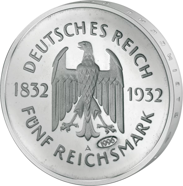5 Mark Weimarer Republik 100. Todestag Goethe 1932 Nachprägung