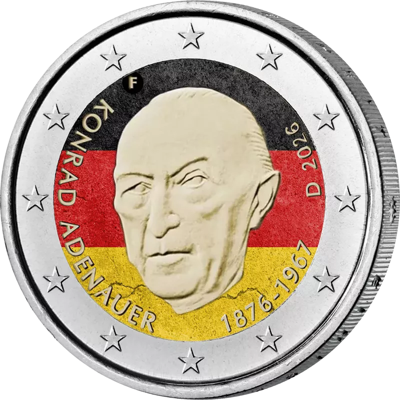 2 Euro BRD Konrad Adenauer 2026 mit Farb-Appllikation
