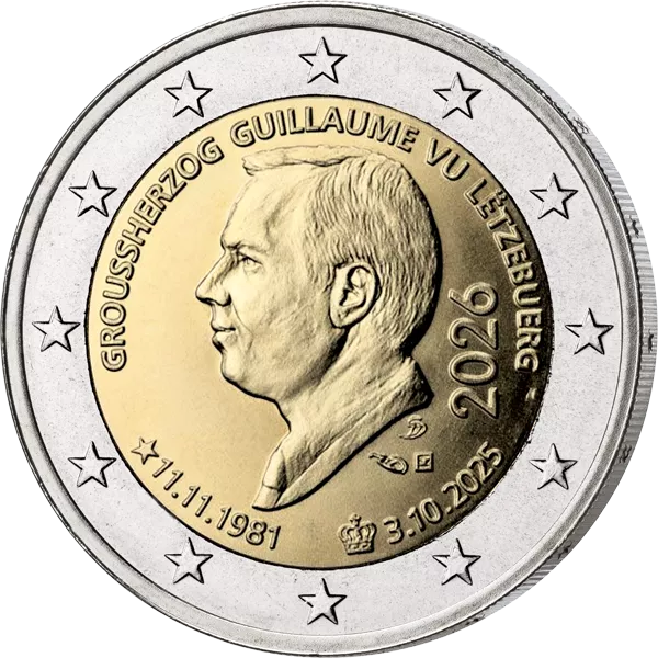 2 Euro Luxemburg Thronbesteigung und 45. Geburtstag Großherzog Guillaume 2026