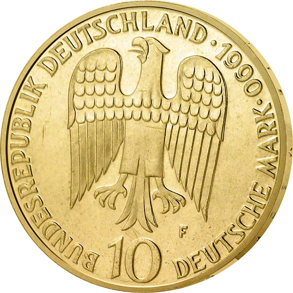 10 DM BRD Kaiser Friedrich Barbarossa 1990 vollvergoldet