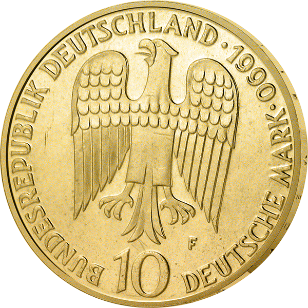 10 DM BRD Kaiser Friedrich Barbarossa 1990 vollvergoldet