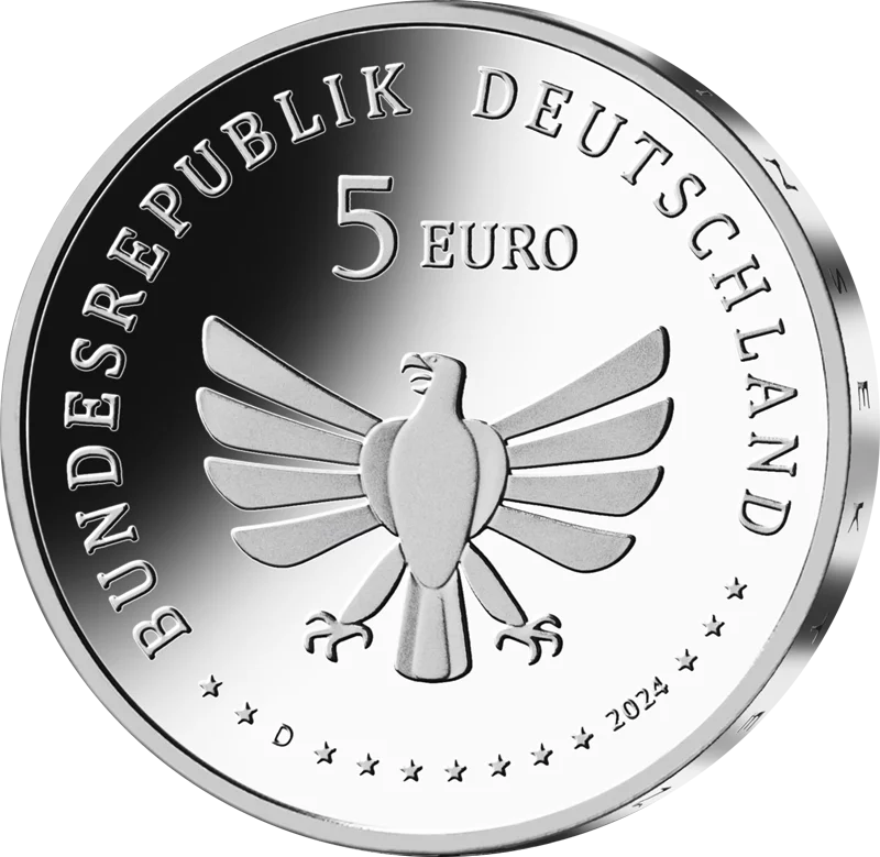 5 Euro BRD Wunderwelt Insekten: Hirschkäfer 2024 Stempelglanz