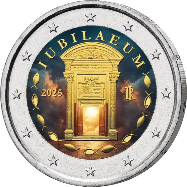 2 Euro Italien Jubiläum Heiliges Jahr 2025 mit Farb-Applikation