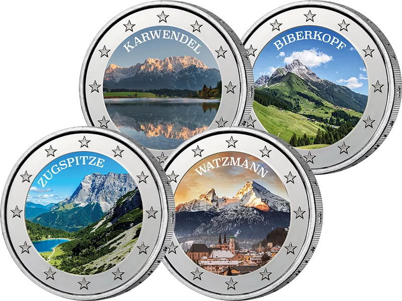 4 x 2 Euro BRD Deutschlands schönste Alpen-Panoramen