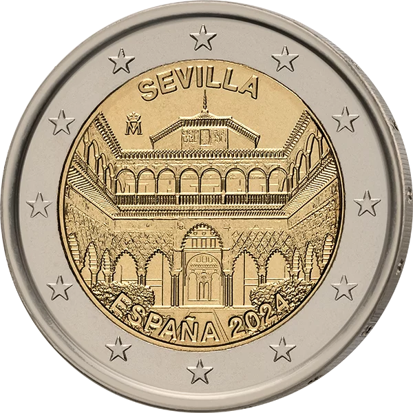 2 Euro Spanien UNESCO-Weltkulturerbe Kathedrale Sevilla, Königl. Alcázar & Archivo de Indias 2024