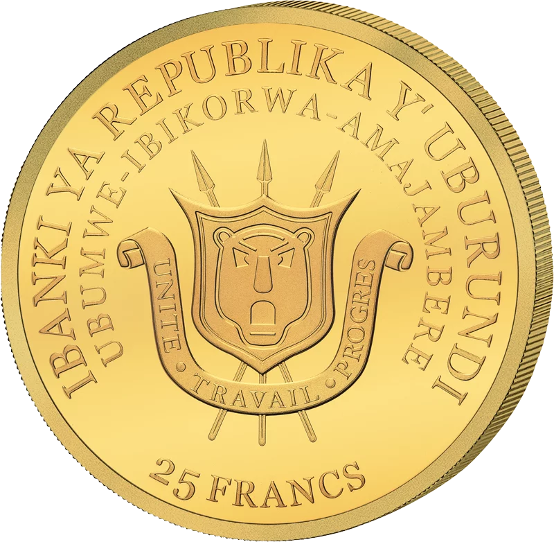 25 Francs Burundi Springbock 2025 Golden Holographic