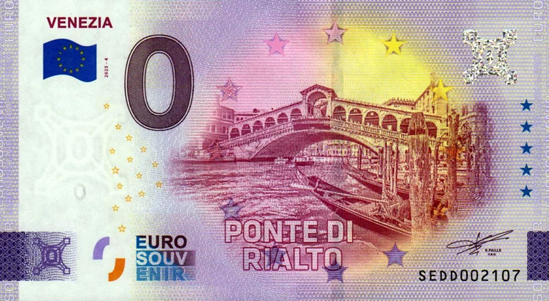 0-Euro-Banknote Italien Venedig - Rialtobrücke 2025
