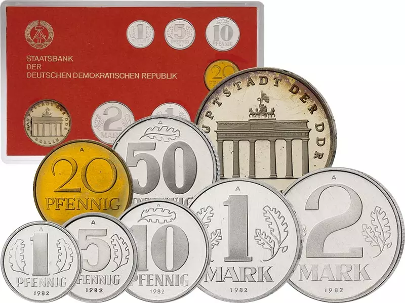 1 Pfennig - 5 Mark DDR Kursmünzensatz 1982