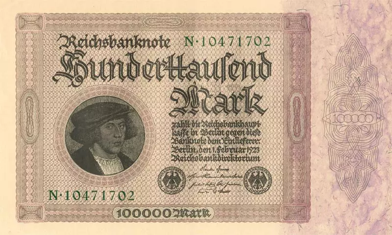 100.000 Mark Weimarer Repubilk Kaufmannsschein 1923