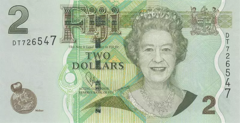 2 Dollars Fidschi Banknote Queen Elizabeth II. 2012