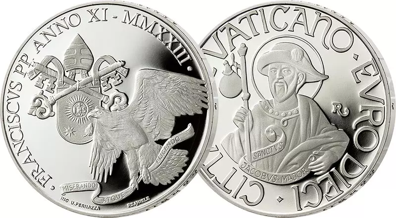 5 Euro Vatikan Apostel Johannes + 10 Euro Vatikan Apostel Jakobus der Ältere 2023