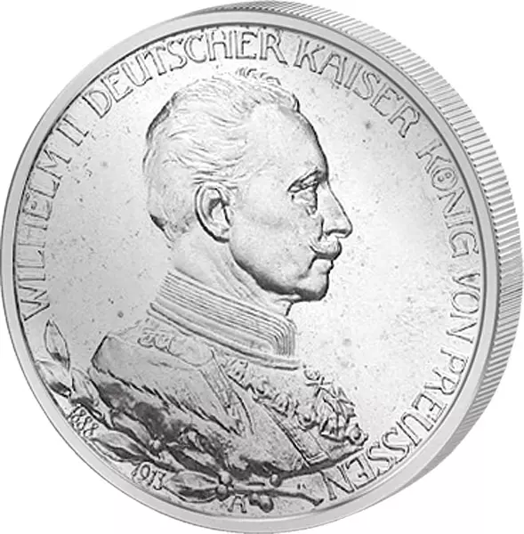 2 Mark Preußen Regierungsjubiläum Kaiser Wilhelm II. 1913 vorzüglich