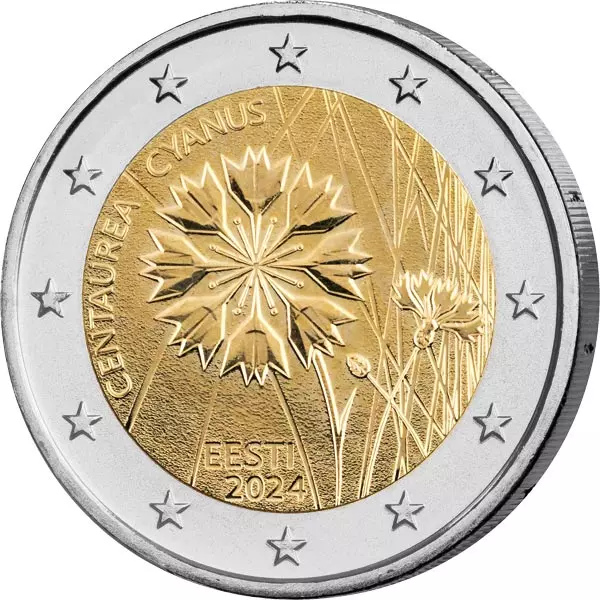 2 Euro Estland Nationalblume Kornblume 2024 im offiziellen Blister