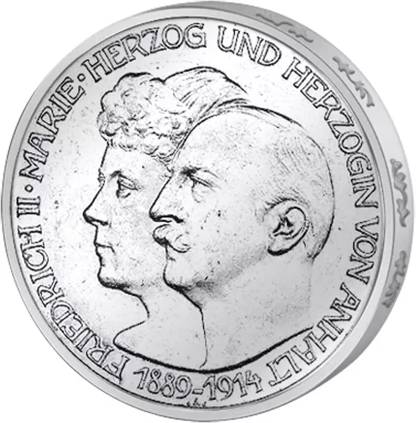 3 Mark Anhalt Silberhochzeit Herzog Friedrich II. mit Marie 1914