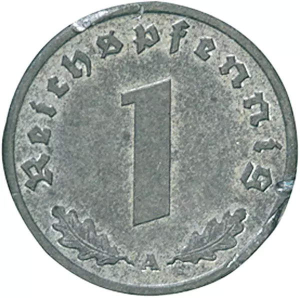 1 Reichspfennig Drittes Reich Hakenkreuz 1940-1945 sehr schön