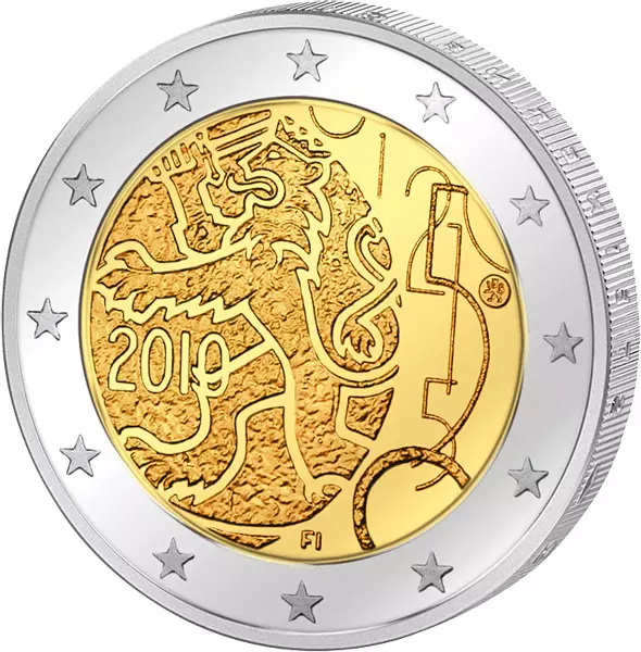 2 Euro Finnland 150 Jahre Finnische Währung 2010 prägefrisch