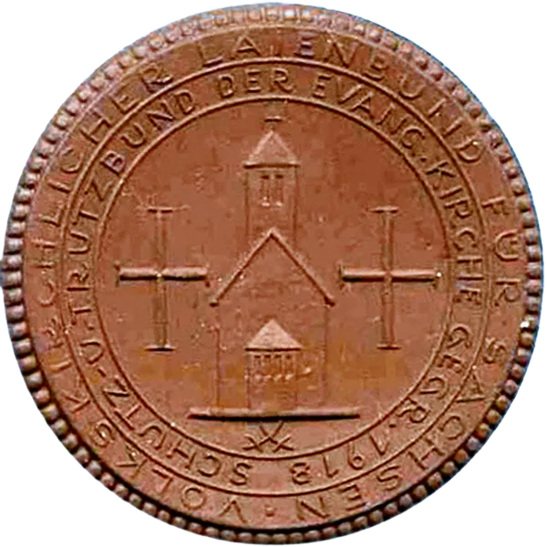 Porzellanmedaille Dresden auf den Volkskirchlichen Laienbund der evangelischen Kirche