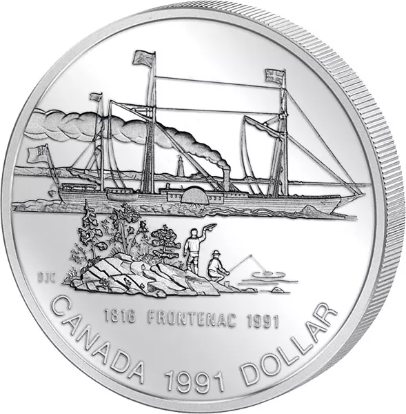 1 Dollar Kanada Dampfschiff Frontenac 1991 Polierte Platte