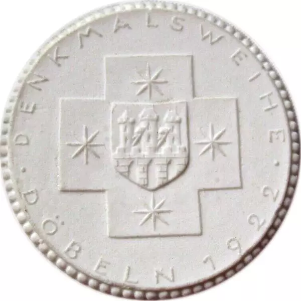 Porzellanmedaille Auf die Einweihung des Denkmals für Gefallene des Ersten Weltkriegs 1922