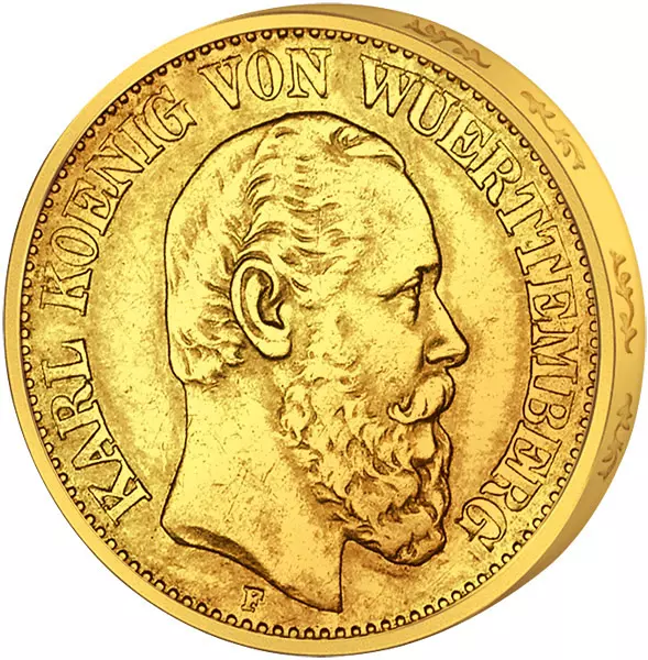 10 Mark Württemberg König Karl 1872-1873 10 Mark Württemberg König Karl 1872-1873